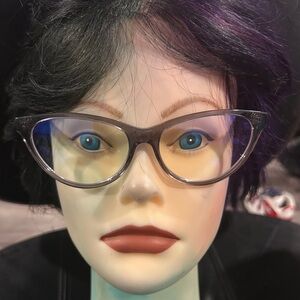 DIFF Stylish Cat-Eye Gray Glasses Clear Lens Ready to Wear